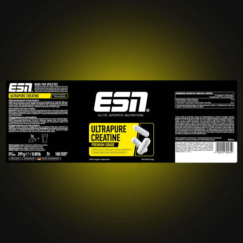ESN Creatine Giga Caps, 300 Capsules, 0.77 lbs, 100 Servings Creatine Monohydrate - Vegan - Made in Germany, Laboratory Tested 300 count (Pack of 1)