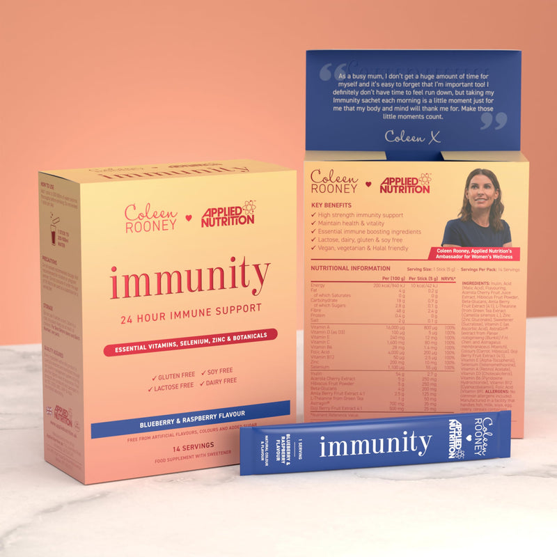 Applied Nutrition - Coleen Rooney - Immunity Powder - Vitamin & Mineral Boost - Best 24-Hour Immune Support - Best Vegan Immunity Defense - Enhanced Vitality - (14 Servings) (Blueberry & Raspberry) Blueberry & Raspberry