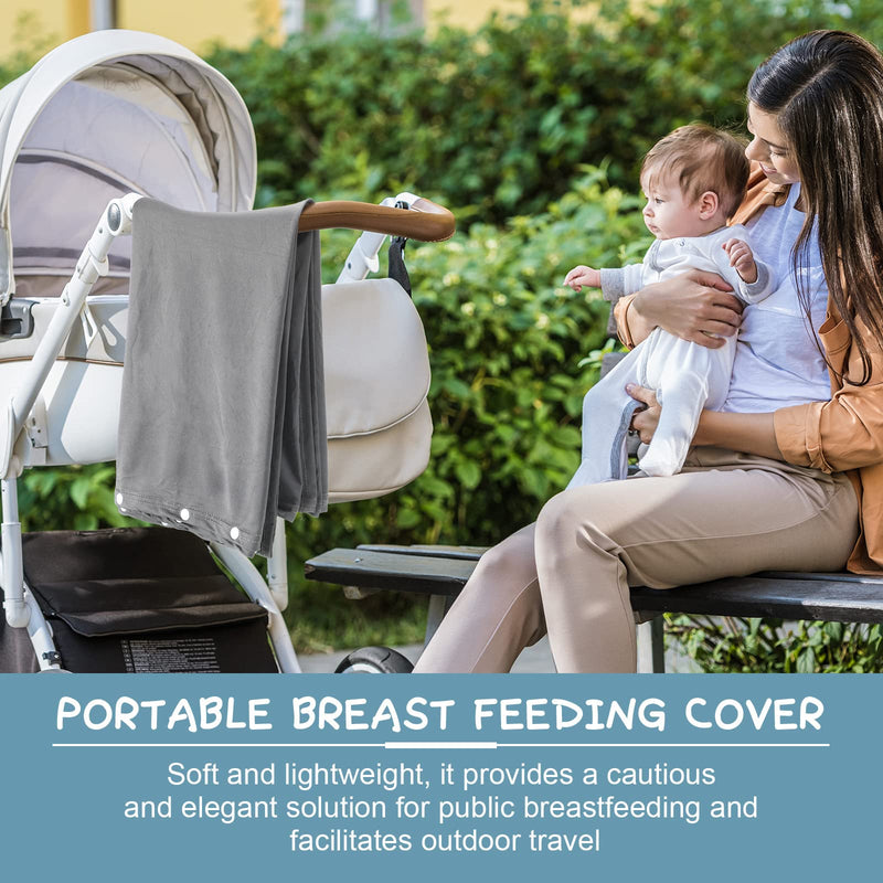 [Australia] - 2 Pieces Nursing Covers for Breastfeeding Nursing Blanket Privacy Breastfeeding Shawl Nursing Poncho Scarf with Button for Boys and Girls Seat Infant Car Seat Canopy Cover (Black, Gray) Black, Gray 