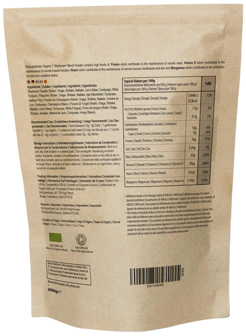 MySuperfoods Organic Mushroom Blend Powder 200g 200 g (Pack of 1)