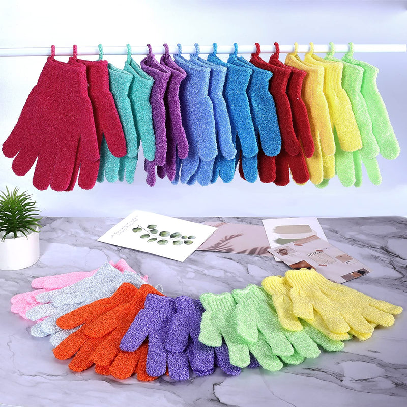 [Australia] - EOGRFW 12 pairs of peeling gloves, bathing gloves, peeling gloves, nylon shower gloves, peeling washing gloves body for shower body peeling, 12 colors 