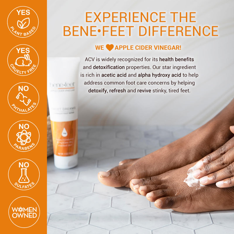 [Australia] - Benefeet Sweet Dreams Overnight Foot Repair - Night Cream for Detox, Moisturize & Soften Dry Cracked Skin, With Apple Cider Vinegar, Turmeric & Borage Oil, 4oz (3 Pack) 4 Ounce (Pack of 3) 