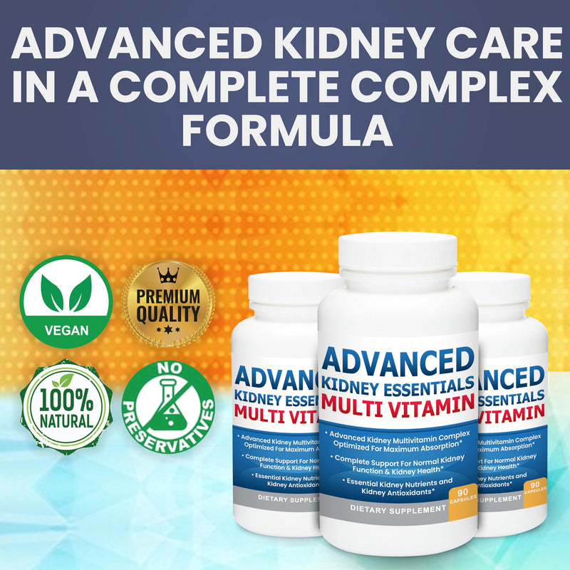 Advanced Kidney Essentials Multivitamin. Kidney Support Supplement for Complete Kidney Health. Kidney Health Supplement with Renal Vitamins 30 Caps 30 Count (Pack of 1)
