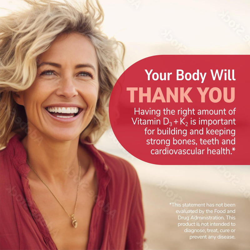 21st Century Vitamin D3 125 mcg (5000 IU) + K2 100 mcg Capsules, 120 Count, Bone, Teeth & Heart Support, Non-GMO, Milk, Lactose, Soy, Wheat, & Gluten Free
