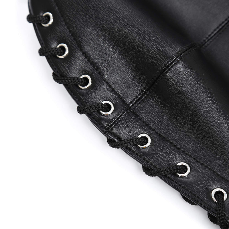[Australia] - PU Leather Bondage Mask Hood SM Sex Toy with Removable Wig, Unisex Adult Eyes Mouth Open Black Restraint Headgear Mask Hood Breathable Blindfold Face Cover Blindfold Cosplay 