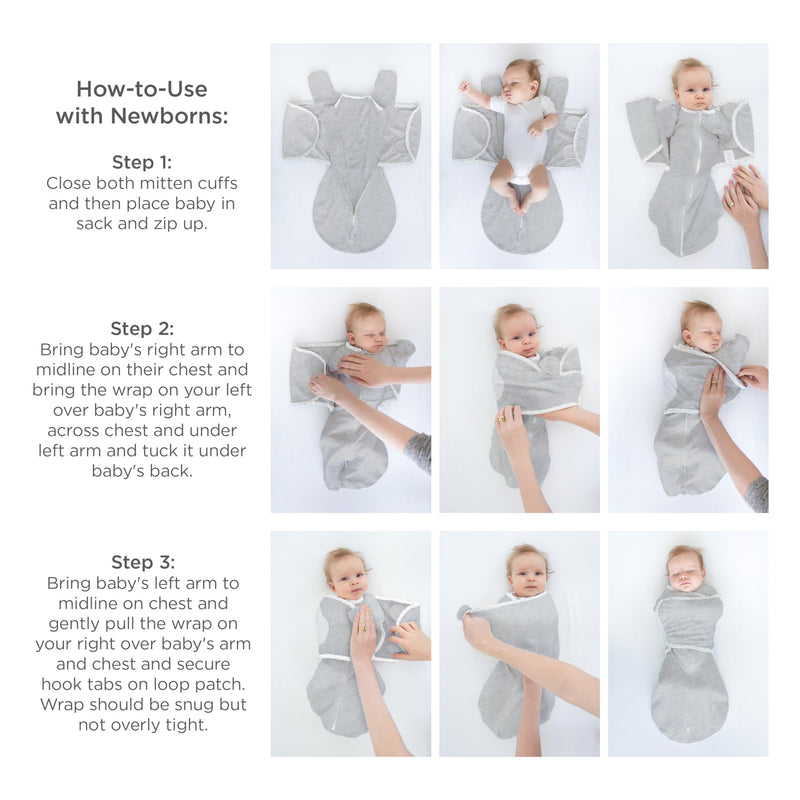 SwaddleDesigns Omni Swaddle Sack for Newborn, Transitional Swaddle Sack with Wrap & Arms Up Sleeves & Mitten Cuffs, Easy Transition Swaddle Sleep Sack, Heathered Gray, Small, 0-3 Months