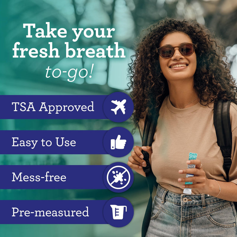 GuruNanda Travel Sachets Coconut Oil Pulling, Fresh Breath Mouthwash, 7 Essential Oils & Vitamins for Happy Teeth & Gums, with Tongue Scraper, 28 Sachets 0.4 Fl Oz (Pack of 28)