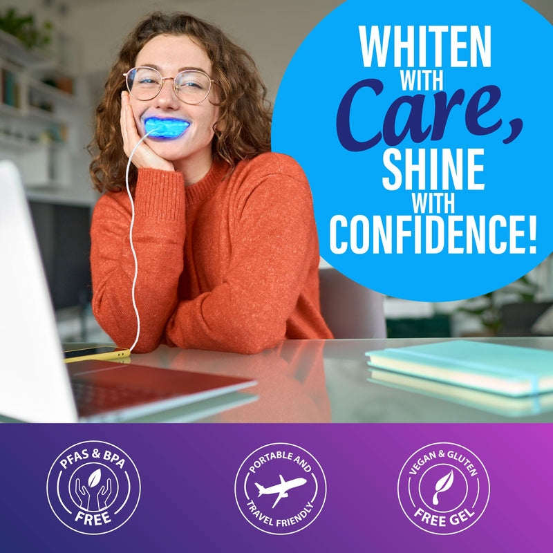[Australia] - GuruNanda Premium Teeth Whitening Kit with Wired LED Light & Whitening Pen, Works with iPhone & Android, Helps Remove Surface Stains from Coffee, Food, Soda 