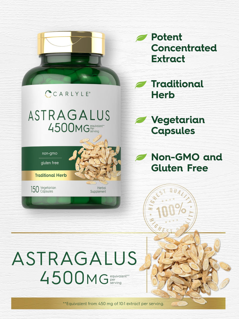 Carlyle Astragalus Root Capsules 4500mg | 150 Count | Vegetarian, Non-GMO, Gluten Free Supplement