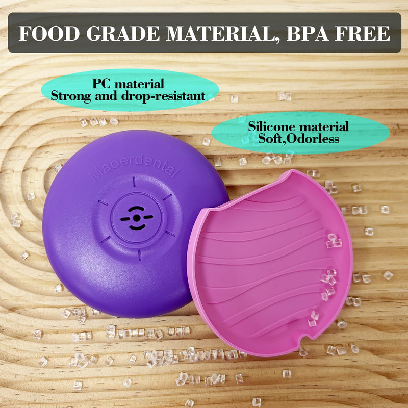 [Australia] - 2 Pack Retainer Case,Aligner Case with Vent Holes, Compatible with Invisalign, Mouth Guard CasesÔºåPortable Slim Travel Cute Orthodontic Retainer Cases (Pink Purple) Pink Purple 