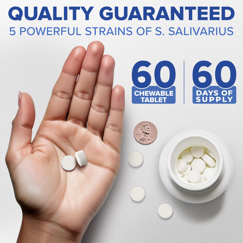[Australia] - Tuthi Oral Probiotics & Tongue Scraper – Bad Breath Treatment for Adults – Dental Probiotics for Teeth and Gums – Supports Fresh Breath – 60 Chewable Tablets 