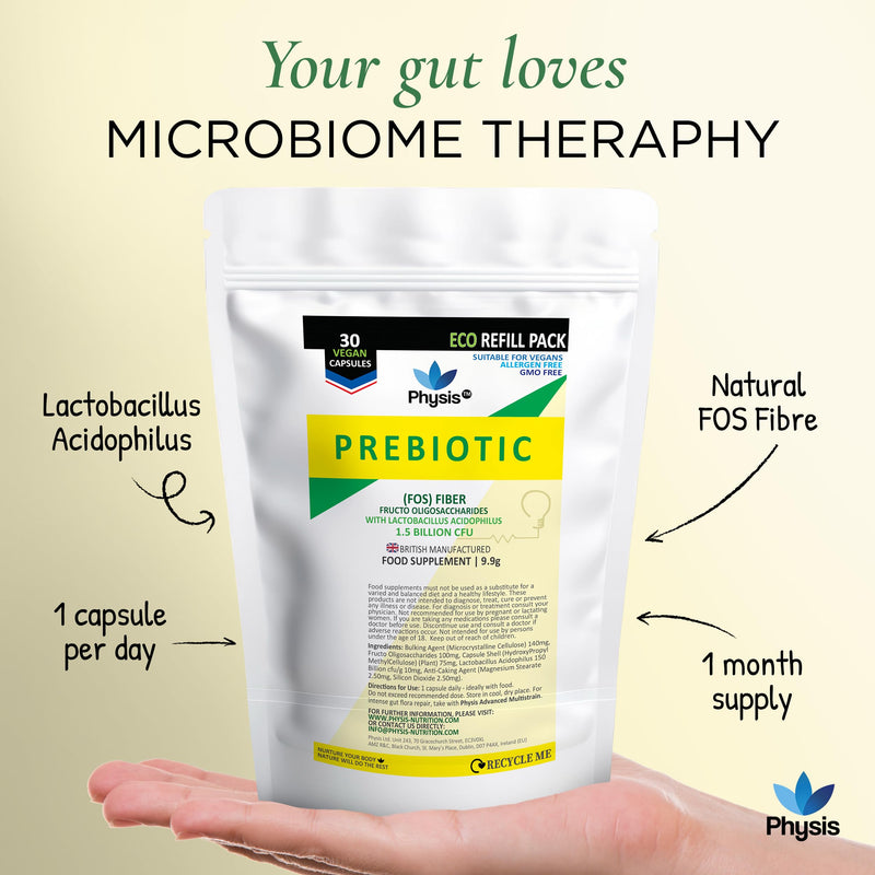 Physis Bio Cultures Blend Prebiotics | 30 Capsules | Pre and Probiotics for Gut Health | Bio Cultures Complex for Improved Digestion | Concentrated Lactobacillus Acidophilus Probiotics | Refill
