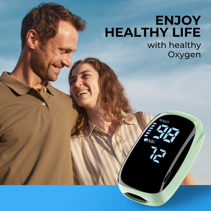 [Australia] - Oxygen Meter Finger Pulse Oximeter, Fingertip Blood Oxygen Saturation with Pulse Monitor Rechargeable, Accurate Fast Spo2 Reading for Home, Outdoor Sports, Wide Use (Green) 