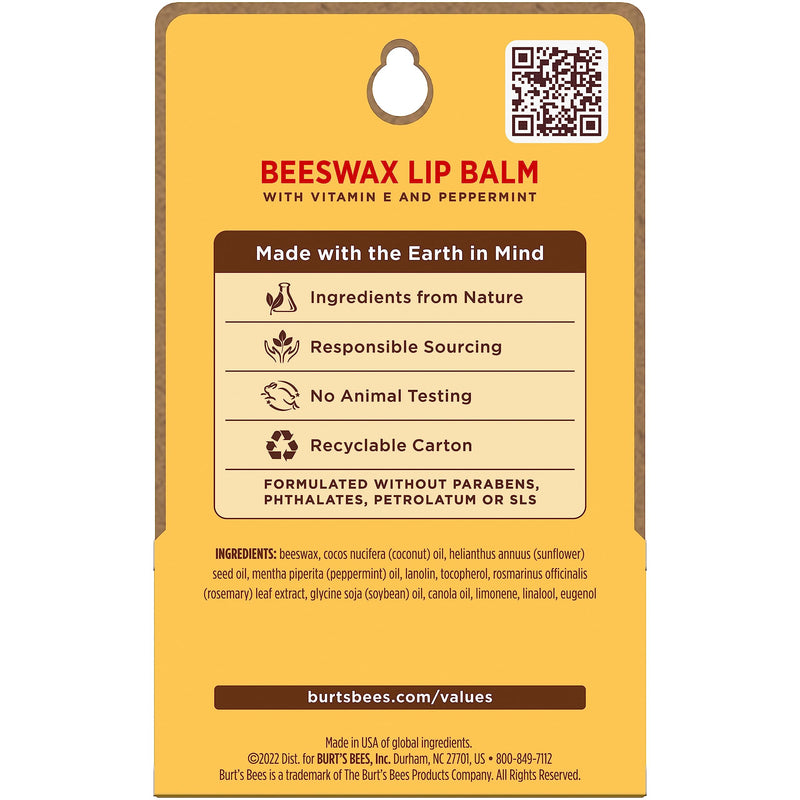 Burt's Bees Lip Balm Easter Basket Stuffers - Original Beeswax, Lip Moisturizer With Responsibly Sourced Beeswax, Tint-Free, Natural Conditioning Lip Treatment, 2 Tubes, 0.15 oz. (Pack of 2) 2 Count (Pack of 2)