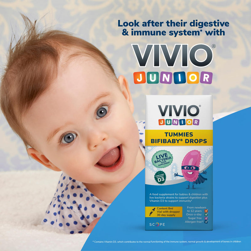 Tummies Bifibaby Drops - A Probiotic & Vitamin D3 Supplement for Babies & Children with Live Bacteria Strains to Support Gut Health and Immunity - 8mL (Pack of 2) 8 ml (Pack of 2)