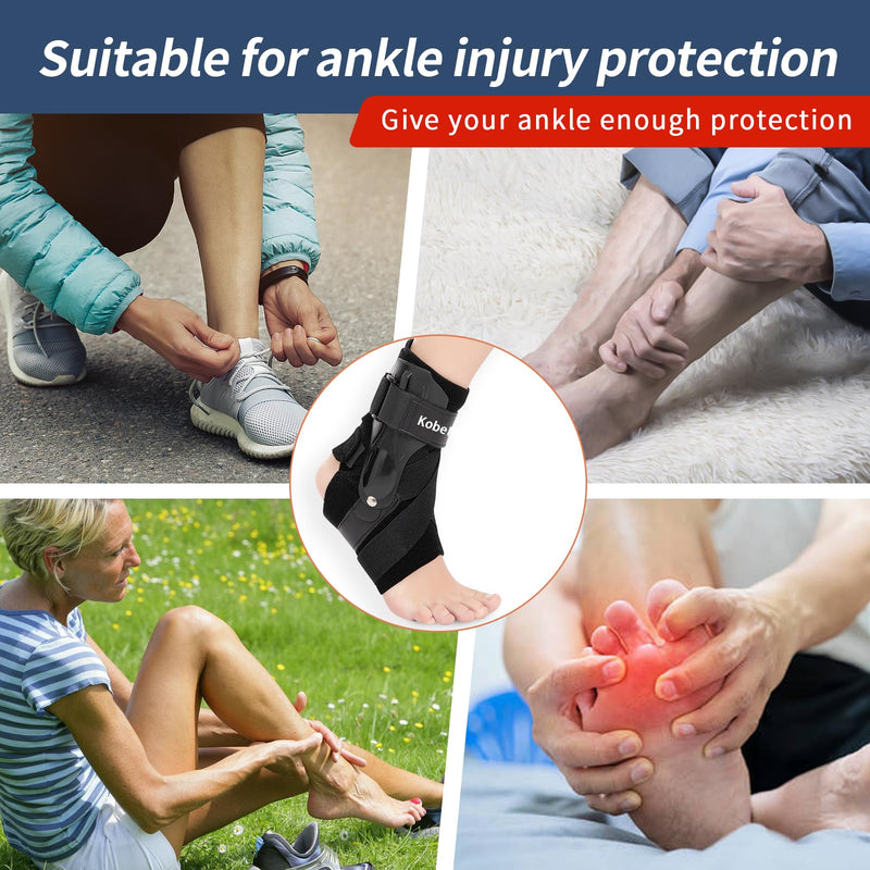 [Australia] - Ankle Brace with Side Stabilizers - Adjustable Ankle Support Sprained Ankle Brace for Ankle Sprained, Achilles Tendon, Plantar Fasciitis, Injury Recovery, Ankles Support for Running, Basketball, Football (Black, Large) Black 
