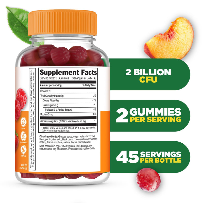 Lifeable Probiotic Gummies for Women and Men, with Prebiotics, 90 Gummies | Daily digestive and immune support, 2 billion CFU per serving, shelf stable with no refrigeration, vegan, kosher and halal