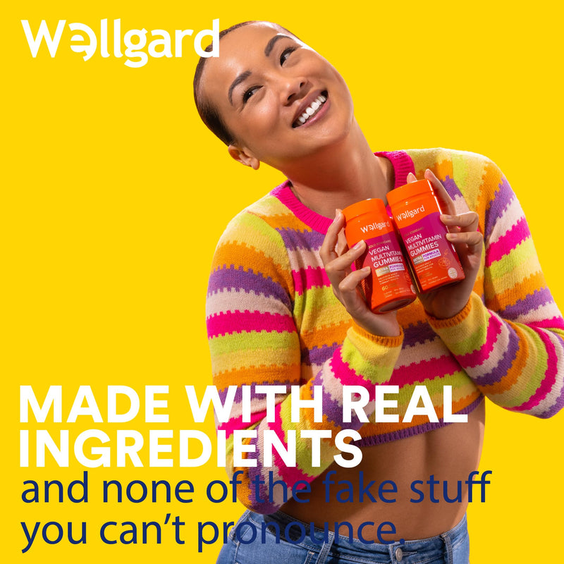 Vegan Multivitamin Gummies by Wellgard - Chewable Multivitamins Adults, 60 Vitamin Gummies, Orange Flavour (Adult Gummies)