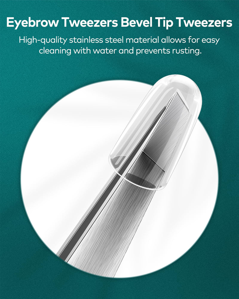 [Australia] - MR.GREEN tweezers, professional precision eyebrow tweezers for women and men, Solingen stainless steel beveled hair removal tweezers, premium eyebrow tweezers 