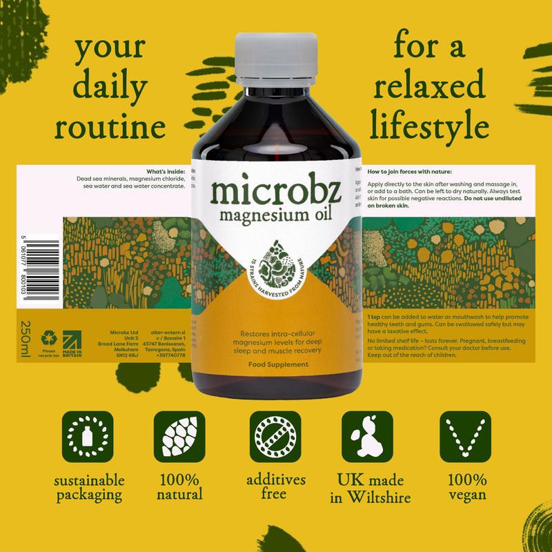 MICROBZ Topical Magnesium Oil - High Absorption Liquid Magnesium for Muscle Cramps, Sleep & Relaxation, Post Workout, with Dead Sea Minerals – 100% Natural & Vegan