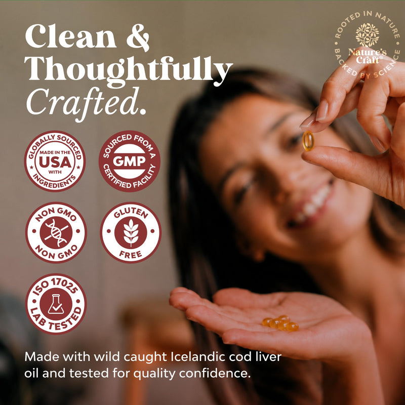Cod Liver Oil Capsules, Omega 3 Fish Oil, 30-Day Supply, 60 Mini Softgels | 1,000 mg per 2-softgel serving with 240 mg total omega-3s, EPA & DHA, vitamins A & D3, from wild-caught Icelandic cod 60 count (Pack of 1)