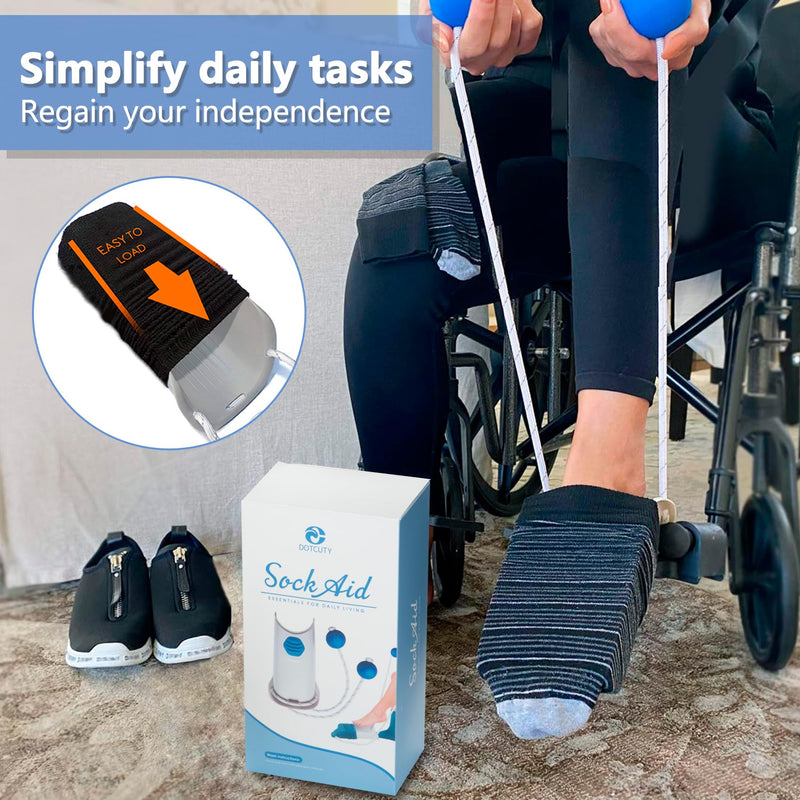 [Australia] - Sock Aid - 2 Pack Socks Helper with Adjustable Cords, Easy on Sock Aid Tool with Ergonomic Soft Foam Round Handles for Elderly, Disabled, Pregnant, Diabetics-Sock Helper Aide Tool 2pack 