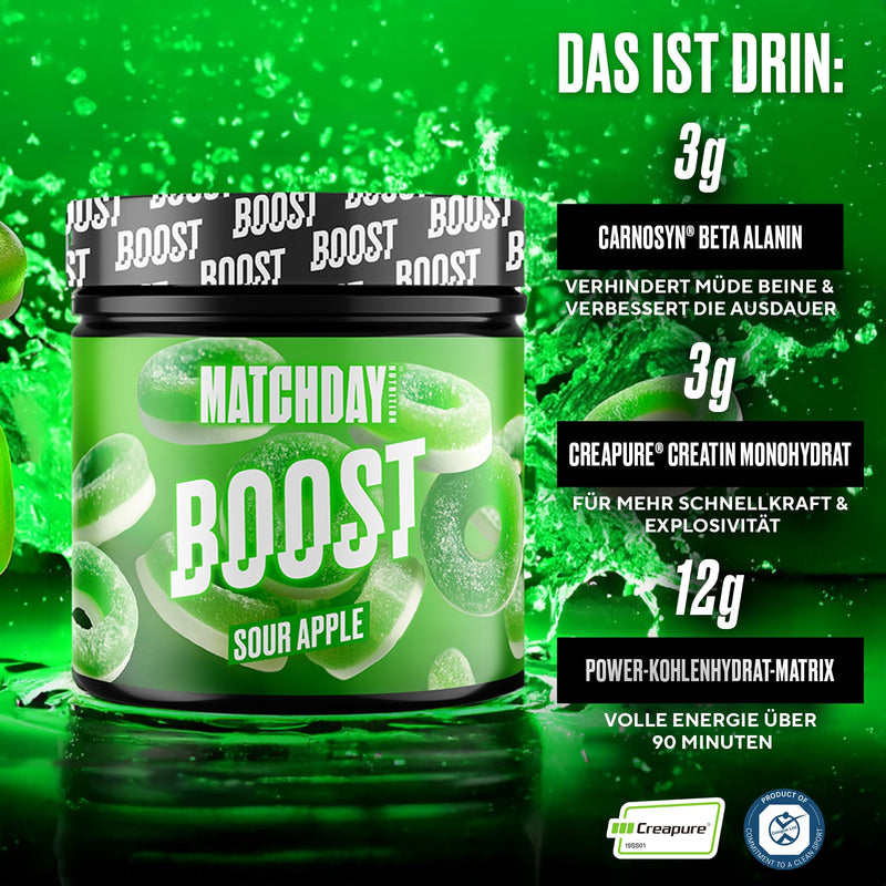 [Australia] - MATCHDAY NUTRITION BOOST for footballers I ATP booster I athlete drink with amino acids and carbohydrates I 20 portions for more speed, explosiveness and endurance 