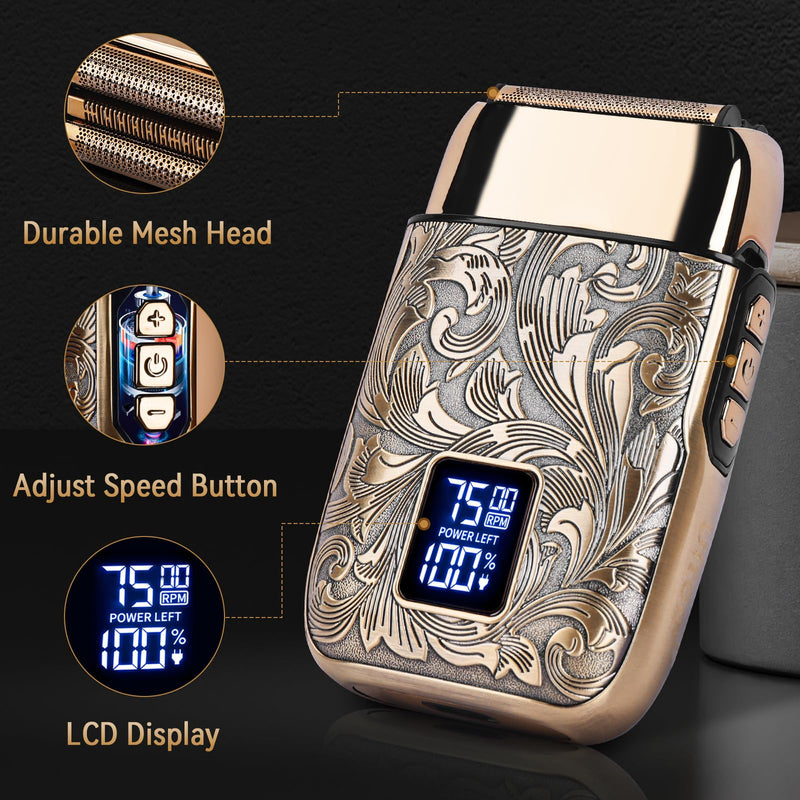 [Australia] - Ufree Close Shave Electric Foil Shavers for Men, 3-Speed Electric Razor, Bald Head Shavers, Face Shaving Beard Trimmer with LCD Display, Gifts for Men 