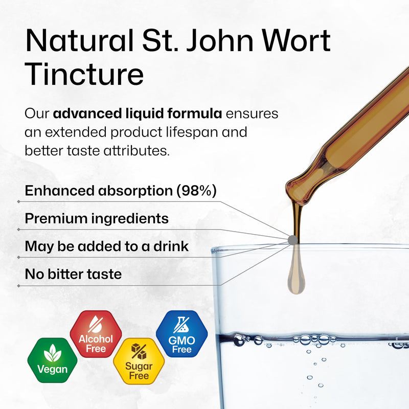 [Australia] - St Johns Wort Tincture - Organic Hypericum Perforatum Liquid Extract for Mood Support - High Absorption - St Johns Wort Alcohol Free Vegan Drops 4 Fl.Oz. 4 Fl Oz (Pack of 1) 