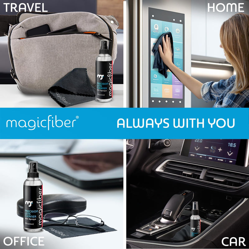 [Australia] - MagicFiber Glasses Cleaner Kit - 2 Eyeglass Cleaner Sprays + 2 Microfiber Cleaning Cloths - Premium Eye Glass Cleaners Spray and Glasses Wipes - Lens Cleaner Fluid, Microfiber Cleaning Cloth Set 
