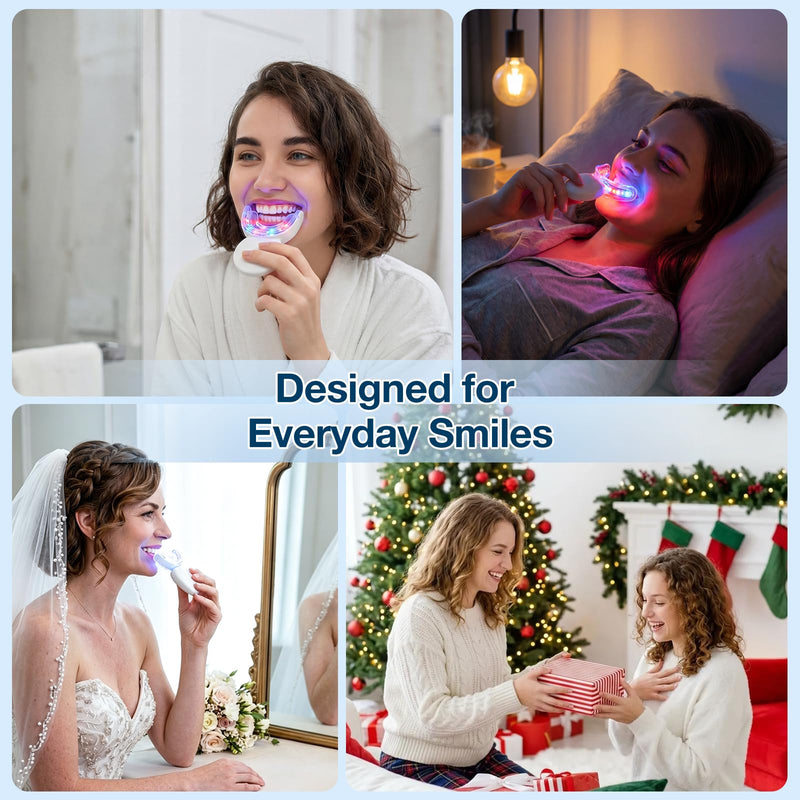Teeth Whitening Kit with 32 LED Dual Light, 3 Gentle Whitening Gel Pens, Rechargeable Teeth Whitening Light Kit for Sensitive Teeth, Coffee Stain Whitening, Shade Guide Included