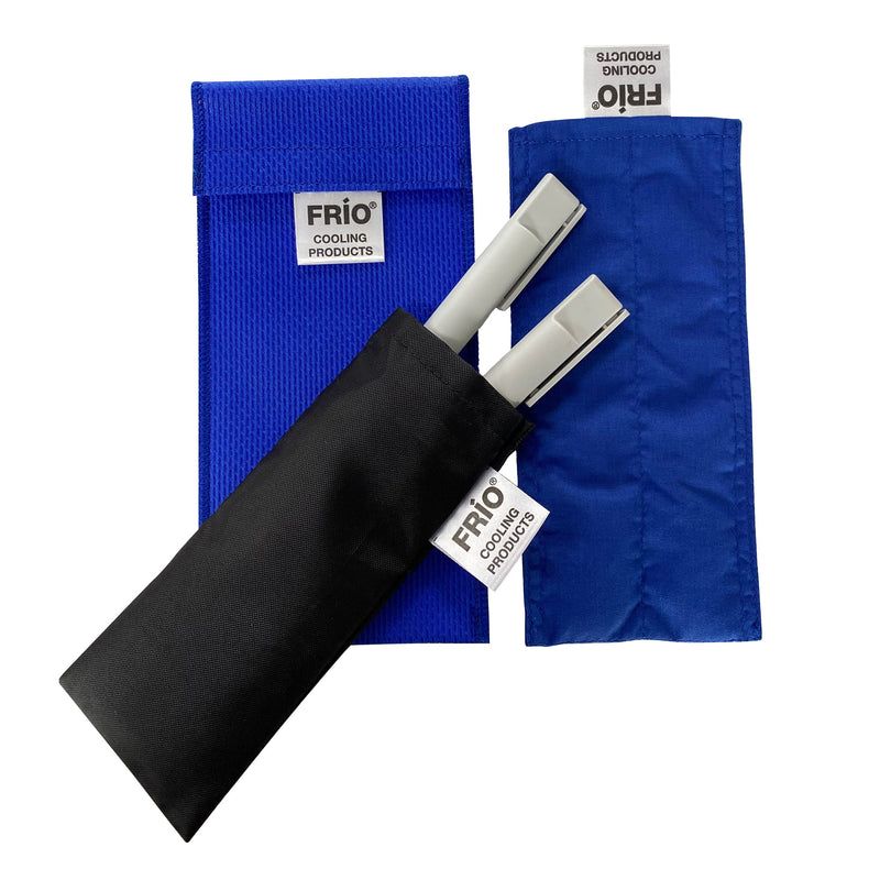 [Australia] - FRIO DOUBLE bag diabetics with waterproof nylon inner pocket 8 x 18 cm | For 2 insulin pens | Cools with water | No ice packs required | Reusable blue and black 