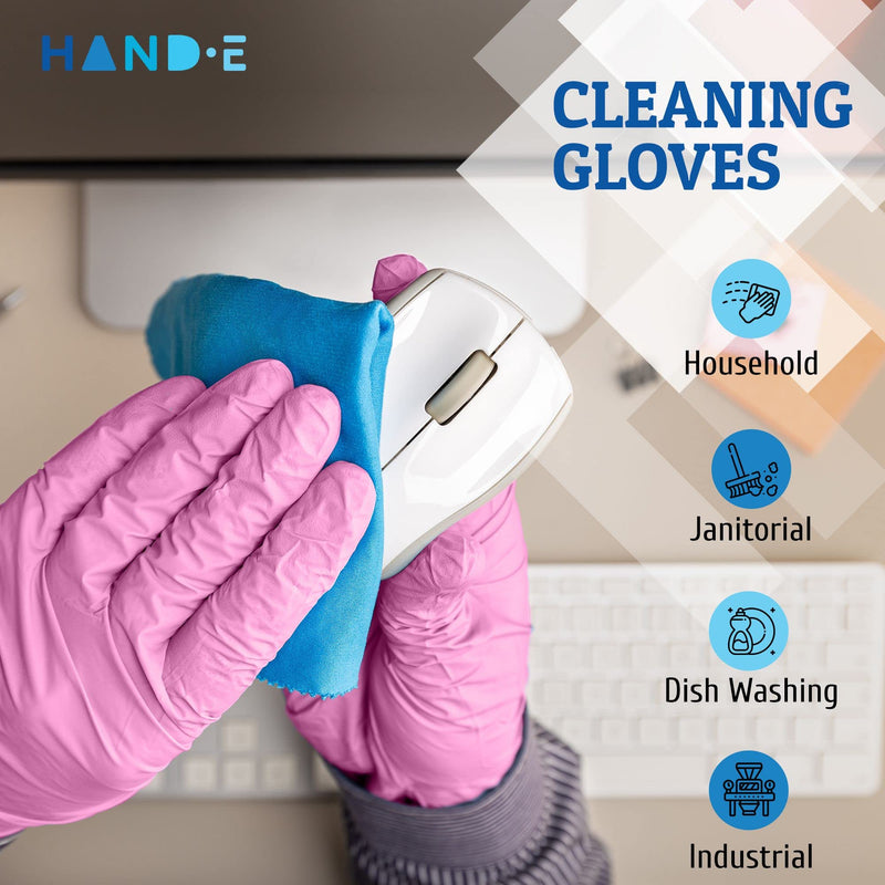 [Australia] - Hand-E Touch Pink Nitrile Disposable Gloves - Esthetician, Nail Tech, Hair Dye & Stylist, Cleaning Gloves 50 Small 