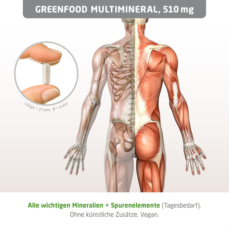 [Australia] - Multimineral + trace elements, 510 mg, high dose, 120 capsules, vegan, high bioavailability - for bones (calcium), hair and nails (selenium, zinc), and nervous system (magnesium, iodine). Vegi capsules. 120 pieces (pack of 1) 