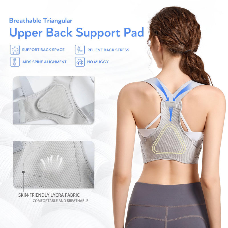 Posture Corrector for Women, Back Brace Posture Corrector, Invisable Back Straightener for Hunchback and Providing Pain Relief from Neck, Back and Shoulder (Gray)(Large 35-41 Inch) Large