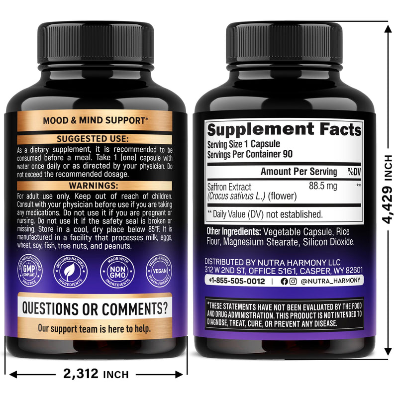 NUTRAHARMONY Saffron Extract & Cortisol Support Capsules