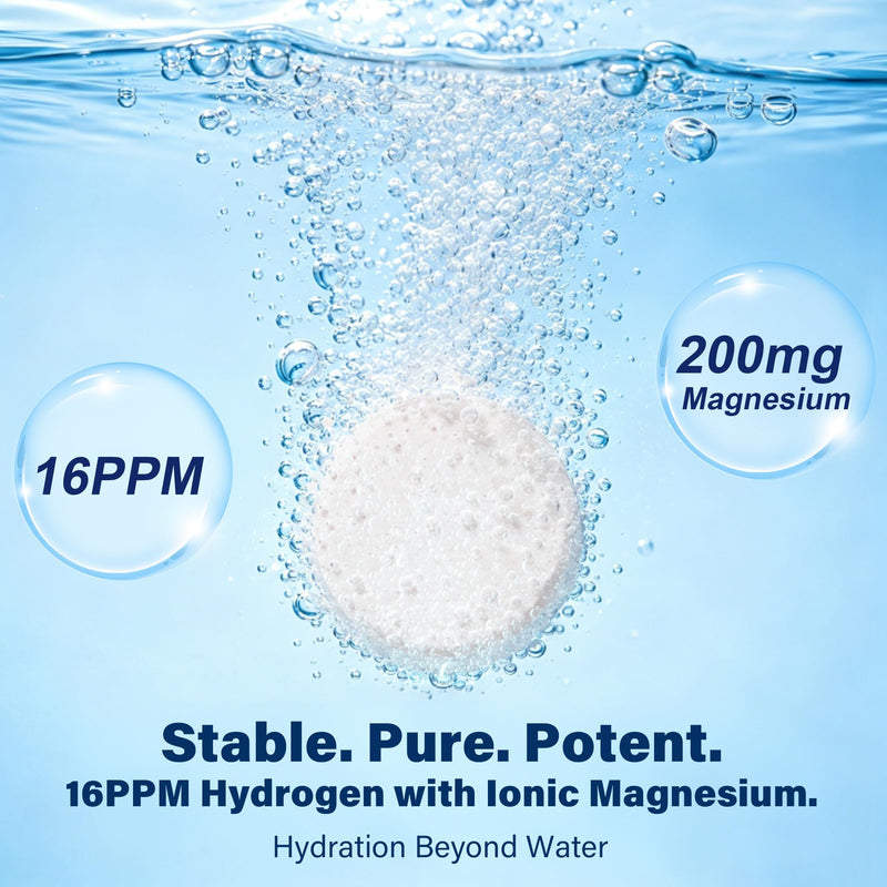 90 Count H2 Molecular Hydrogen Water Effervescent Tablets - 100mg Magnesium per Tablet,Raspberry Flavor Promotes Hydration, Optimal Energy