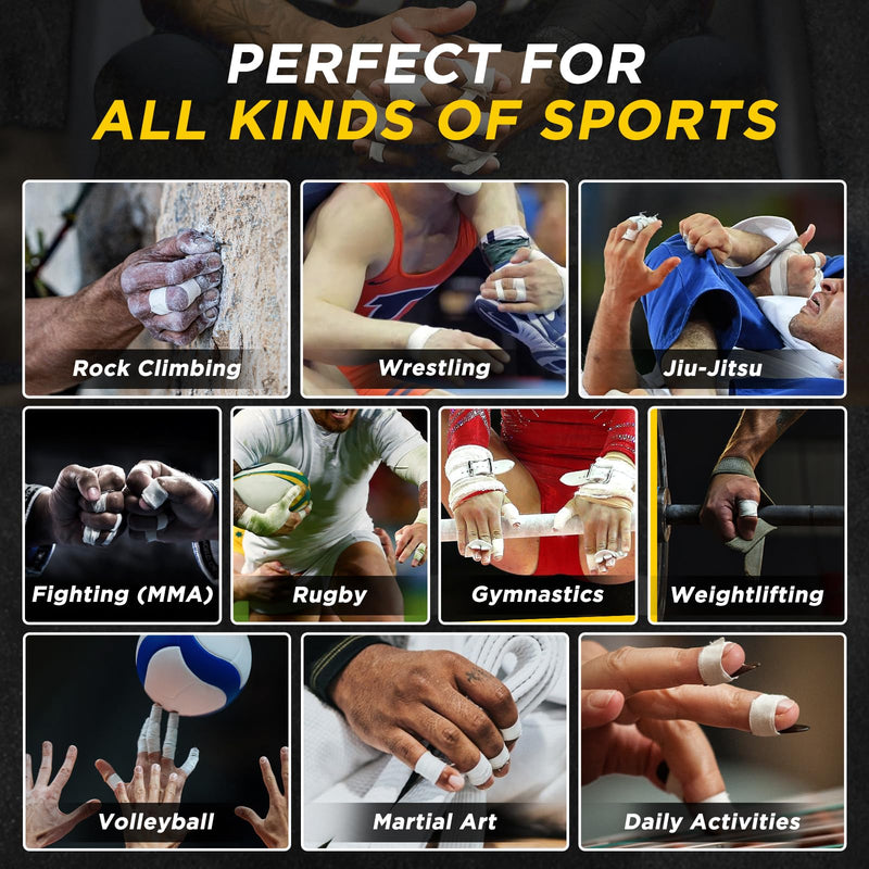 [Australia] - OK TAPE Athletic Finger Tape (10Rolls 450FT), Finge Wrap Tape, Extra Strong Adhesive Finger Support and Protect Tape, Hand Grip Tape for Rock Climbing, MMA, Jiu Jitsu, Volleyball, Black 0.5" x 15yards - 10 Rolls 