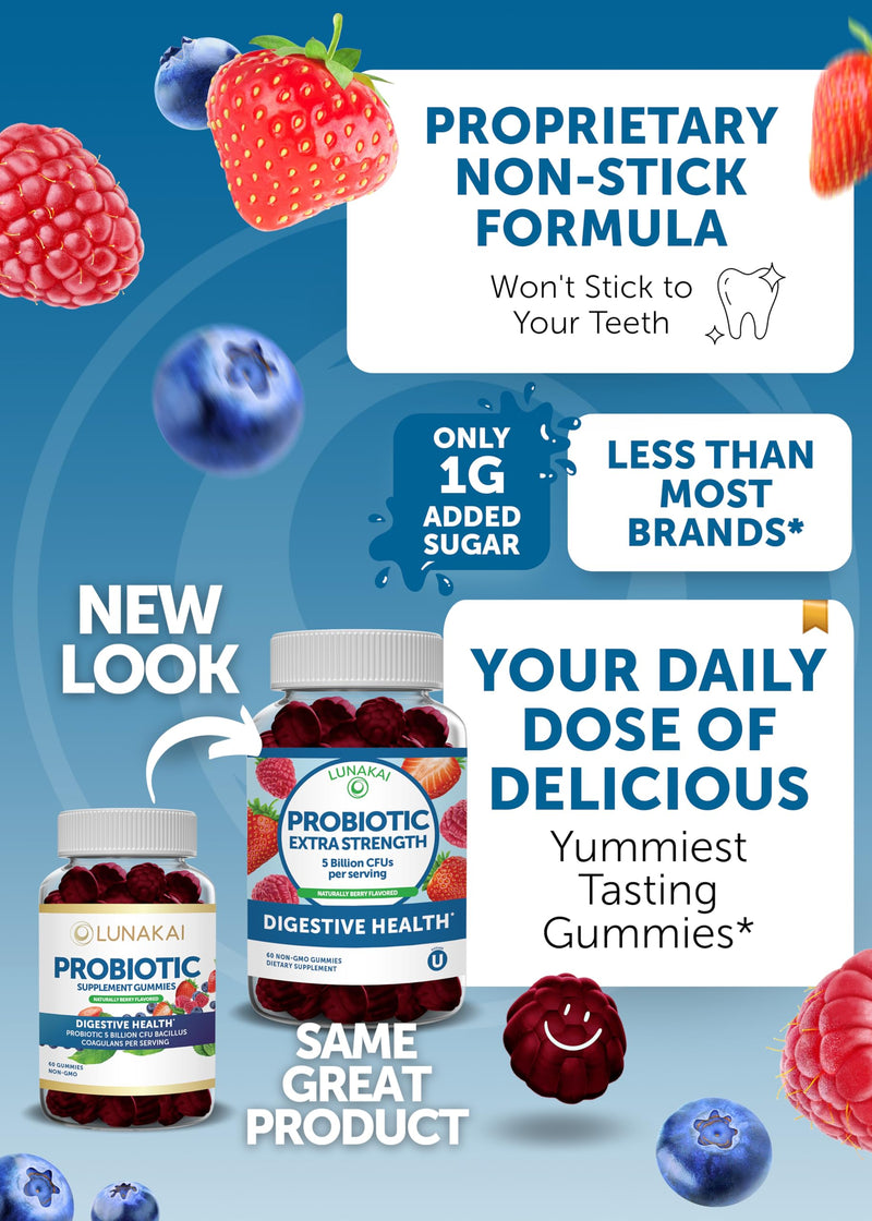 Lunakai Vitamin E and Probiotic Gummies Bundle - 3000 mcg Gummies for Adults Energy Support - with 5 Billion CFUs Per Serving for Digestive Health - Non-GMO, All Natural