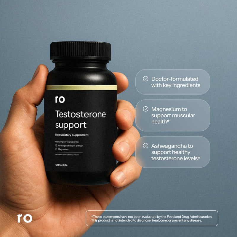 Ro Testosterone Support for Men 2-Pack (240 Tablets) | Daily Nutritional Supplement, Ashwagandha to Support Healthy Testosterone Levels, Magnesium to Promote Muscular Health 120 Count (Pack of 2)
