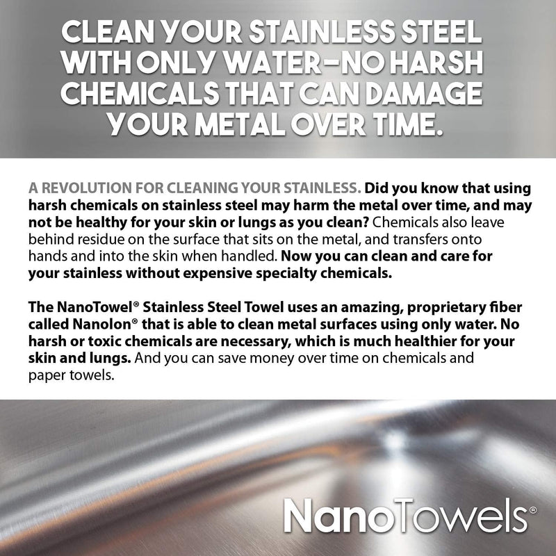 Stainless Steel Cleaner | The Amazing Chemical Free Stainless Steel Cleaning Reusable Wipe Cloth | Kid & Pet Safe | 7x16 (1 pc) Grey 7x16 Inch (Pack of 1)