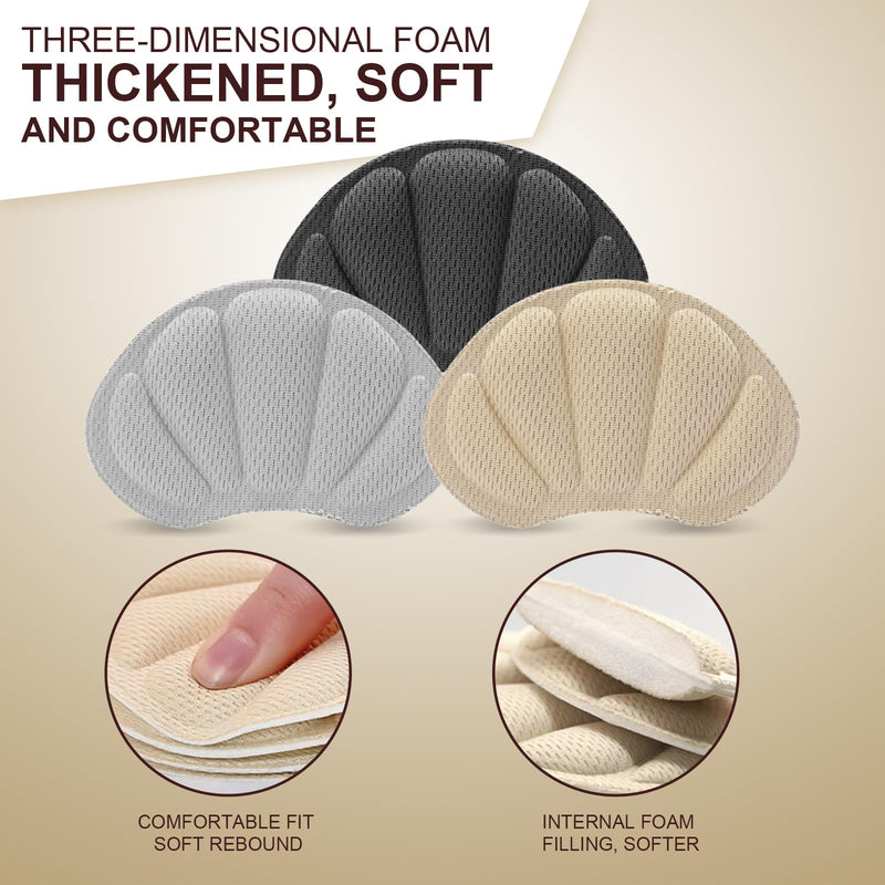 [Australia] - Pack of 6 heel shoe pads for shoes, premium heel pads, shoe insoles, heel protection pads against friction, heel pads, non-slip insoles for men and women (grey and black and skin colour). 