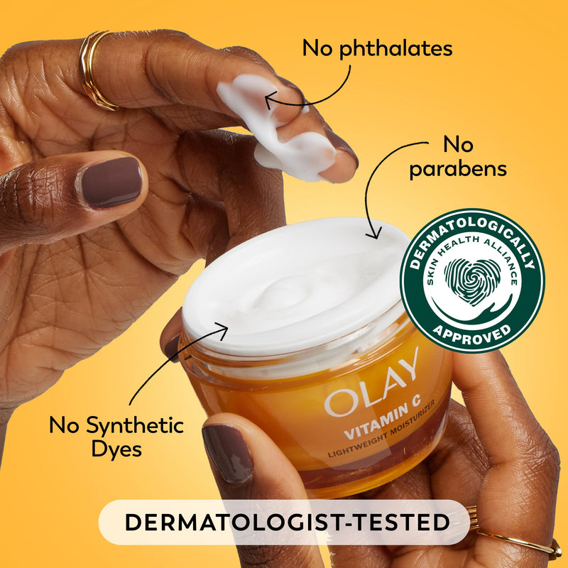 Olay Vitamin C Face Moisturizer, Brightening Cream for Women, Instant Hydration, Evens Tone, Dark Spot & Hyperpigmentation Reduction, Glowing Skin Care - Niaciniamide, Lactic Acid, 1.7 Oz 1.7 Fl Oz