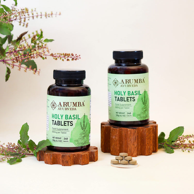 Tulsi (Holy Basil) Tablets 240 nos, Ocimum Sanctum - 500 mg per Tablet, Made from Pure Tulsi Leaf Powder