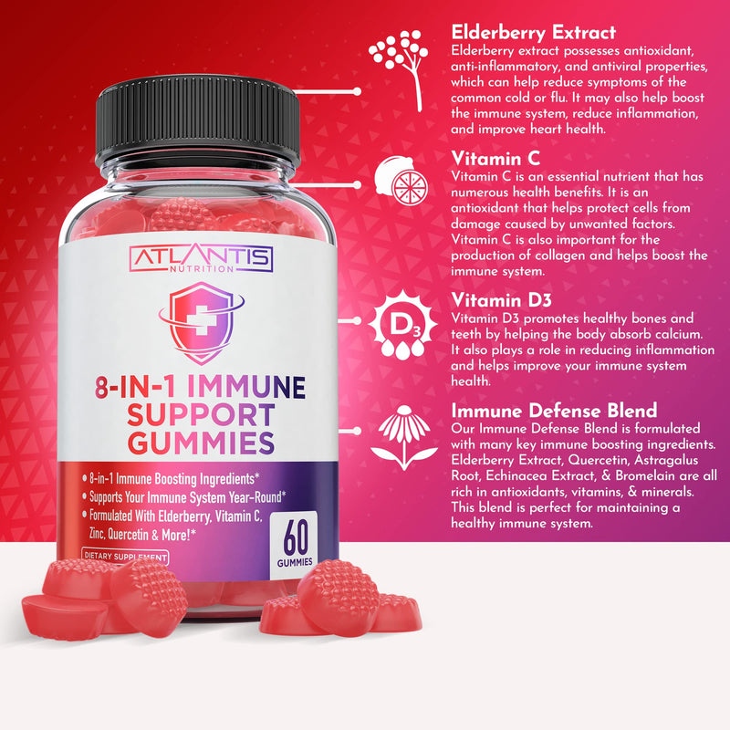Atlantis Nutrition 60 Hormonal Balance for Women Gummies + 8-in-1 Immune Support 60 Gummies