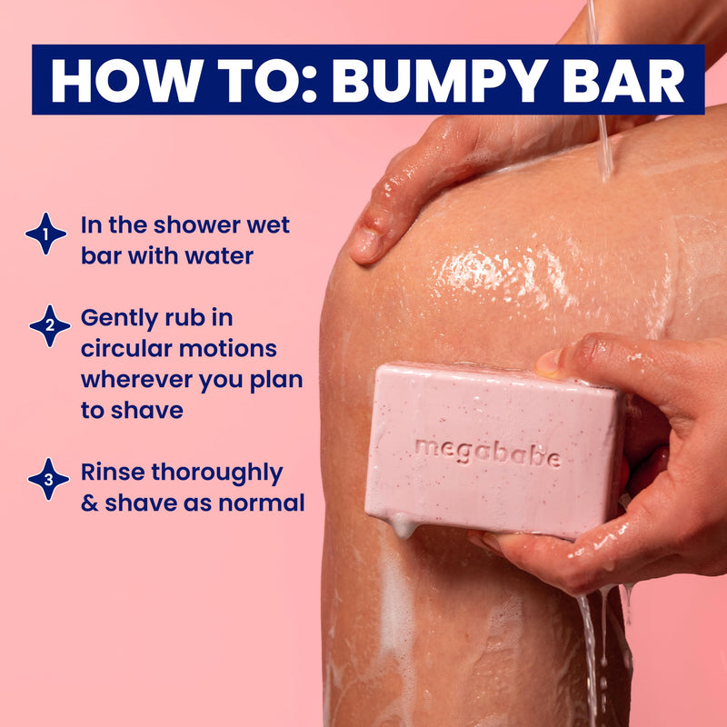[Australia] - Megababe Bumpy Bar | Pre-Shave Exfoliating Scrub | with Shea Butter, Strawberry Fruit Extract & Ceramides | 4.5 oz 
