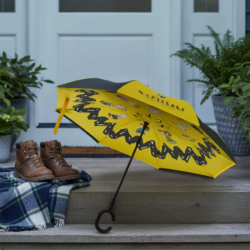 Mark Feldstein, Peanuts Gang Zig Zag 75th Anniversary Revers-A-Brella Umbrella, 43 Inch Diameter