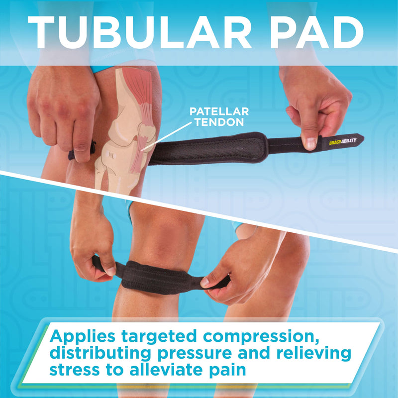 BraceAbility Patellar Tendon Support Strap - Knee Stabilizer Brace with Adjustable Band for Patella Tendonitis, Osgood Schlatter, Soccer, Basketball, Running, Jumper's Knee, Tennis, Volleyball (3XL) 3X-Large