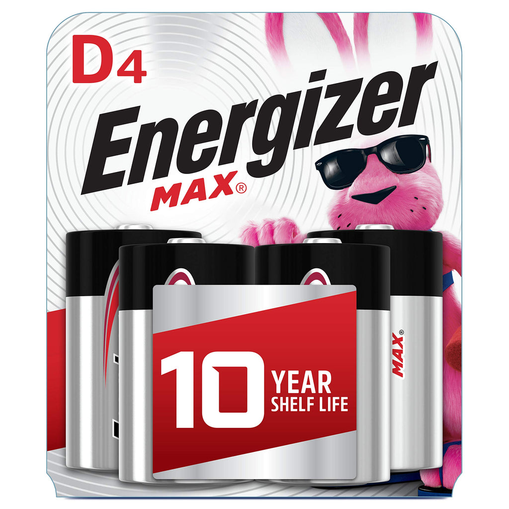 Energizer D Batteries, Premium D Cell Batteries Alkaline, 4 Count 4 Count (Pack of 1)