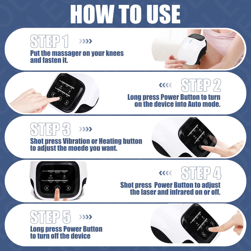 [Australia] - Knee Massager with Heat, Red Light Therapy, 3-in-1 Cordless Knee Massager, Portable & Easy-to-Use Wireless Knee Therapy Equipment, Gifts for Grandma & Grandpa 